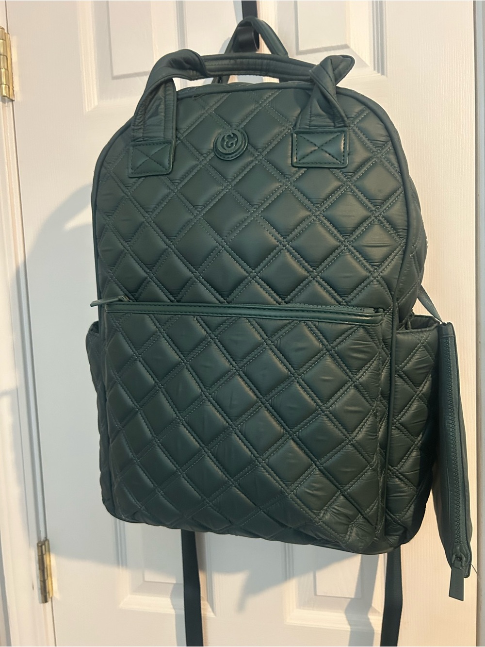 Joan & David Diamond Quilted Puffer Nylon Workbook Backpack